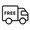 A black line icon of a delivery truck with the word 'FREE' written on the side.