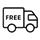 A black line icon of a delivery truck with the word 'FREE' written on the side.