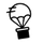 A black line icon depicting a parachute with a round canopy delivering a box