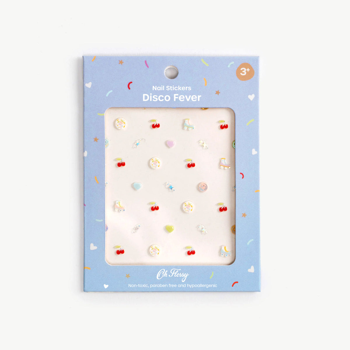 Oh Flossy Disco Fever nail stickers with a blue packaging