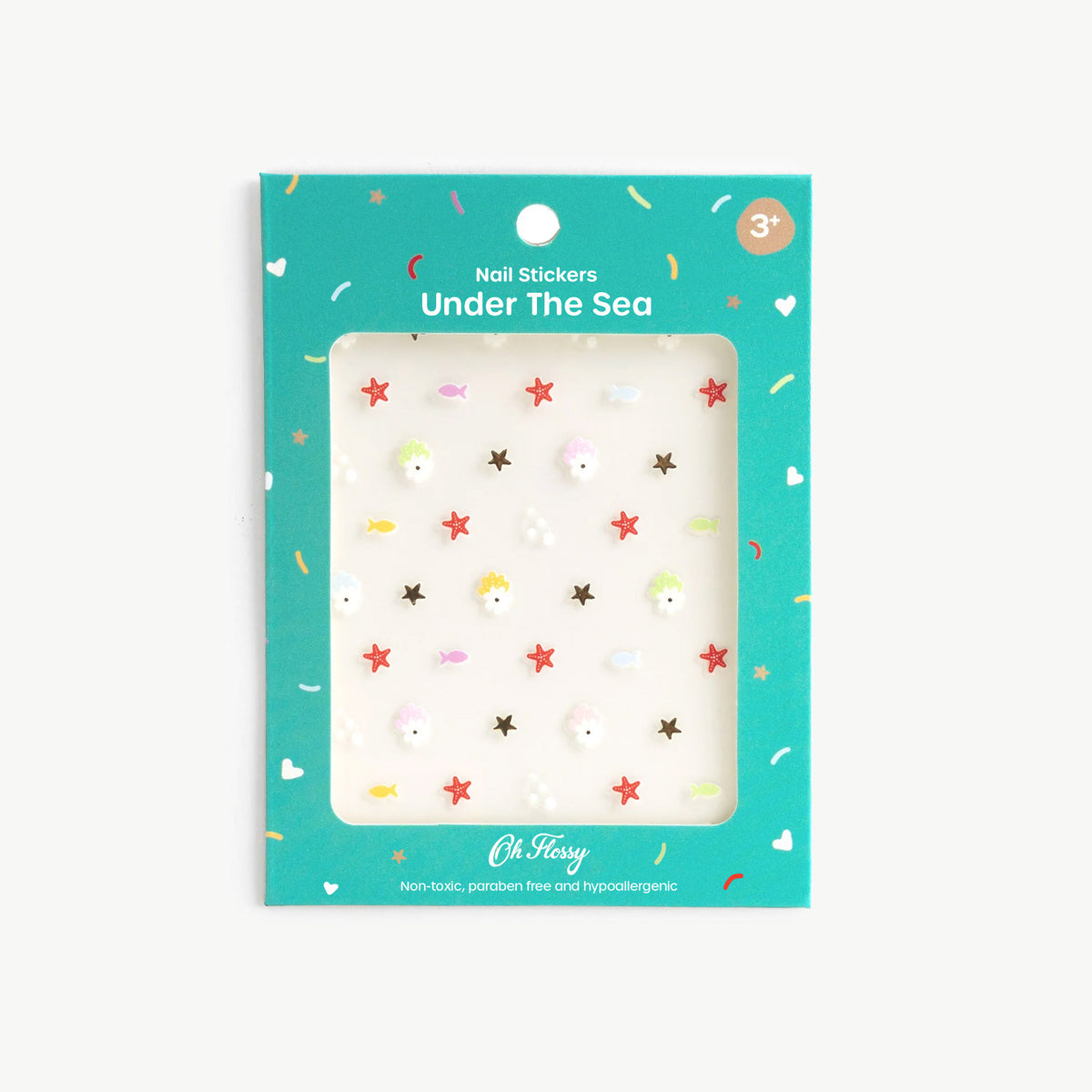 Oh Flossy Under The Sea nail stickers with a teal packaging
